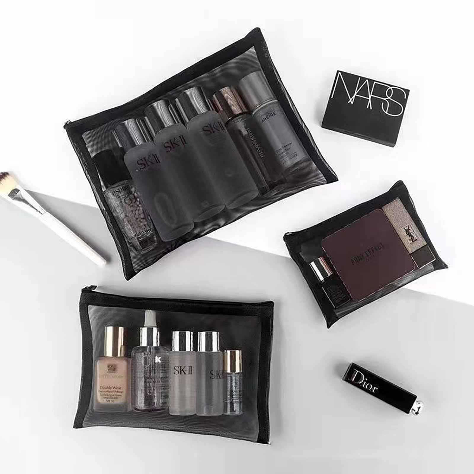 OZY 10 Pieces Nylon Zipper Mesh Pouch,Cosmetic Bags,Zipper Bags for Organizing Storage,Puzzle, Board Games,Multipurpose Travel Bags and Office Supplies (A5 Black)