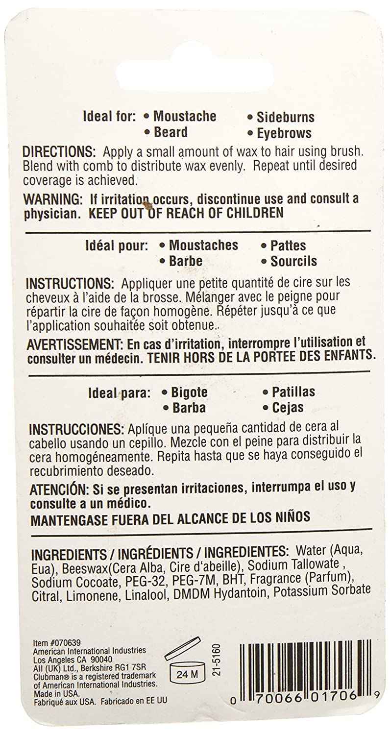 Clubman Moustache Wax Neutral 0.50 oz (Pack of 7)