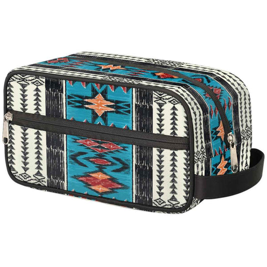 Aztec Western Ethnic Vintage Travel Toiletry Bag for Women Men Lightweight Cosmetic Makeup Bag Organizer Waterproof Shaving Bag Dopp Kit with Large Capacity for Toiletries and Shaving Accessories