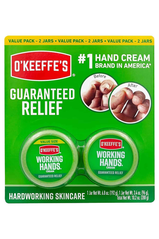 O'Keeffe's Working Hands Hand Cream Intense Moisturizing Relief for Extremely Dry, Cracked Hands Unscented, Non-Greasy, Hypoallergenic_Protective Barrier, 2 Pack (6.8 oz & 3.4 oz)