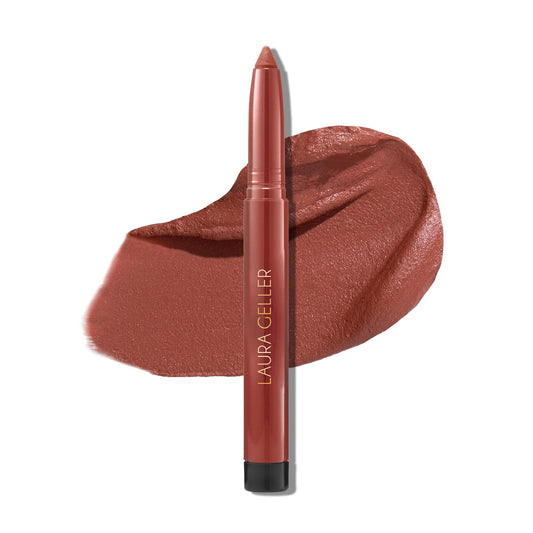 LAURA GELLER NEW YORK Kajal Longwear Matte Lip Color | Transfer Proof Nourishing Formula with Built In Sharpener| Hazelnut