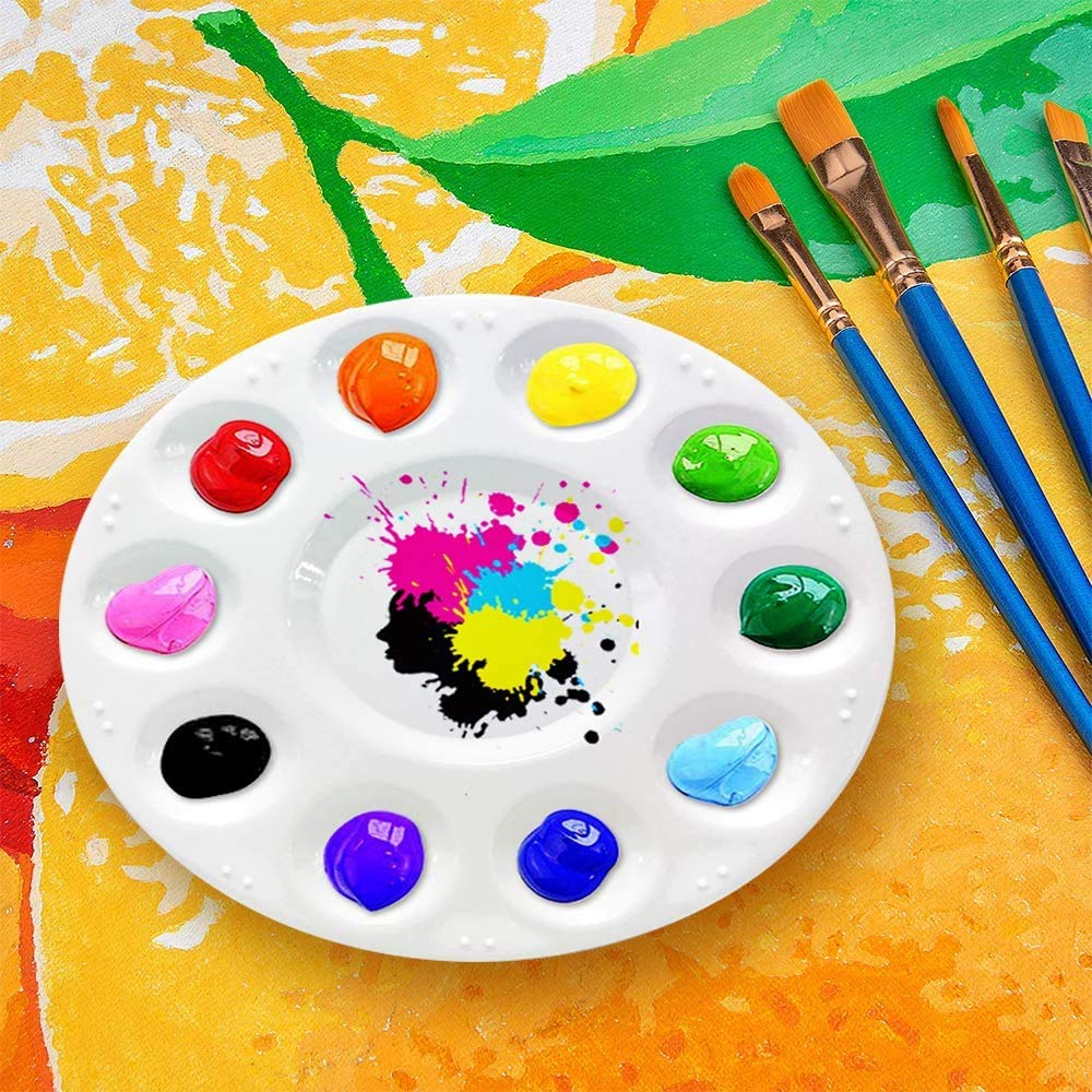 Hulameda Paint Tray Palettes, Plastic Paint Pallets for Kids or Students to Paints on School Project or Art Class-12pcs