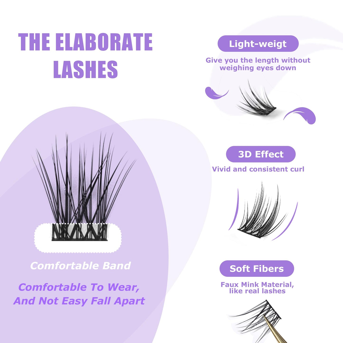 GAQQI Lash Clusters, Eyelash Clusters 120PCS C Curl Individual Lashes, Wispy Cluster Eyelash Extension 10mm Only, Natural Looking Cluster Lashes （GQ20, C Curl, 10mm)