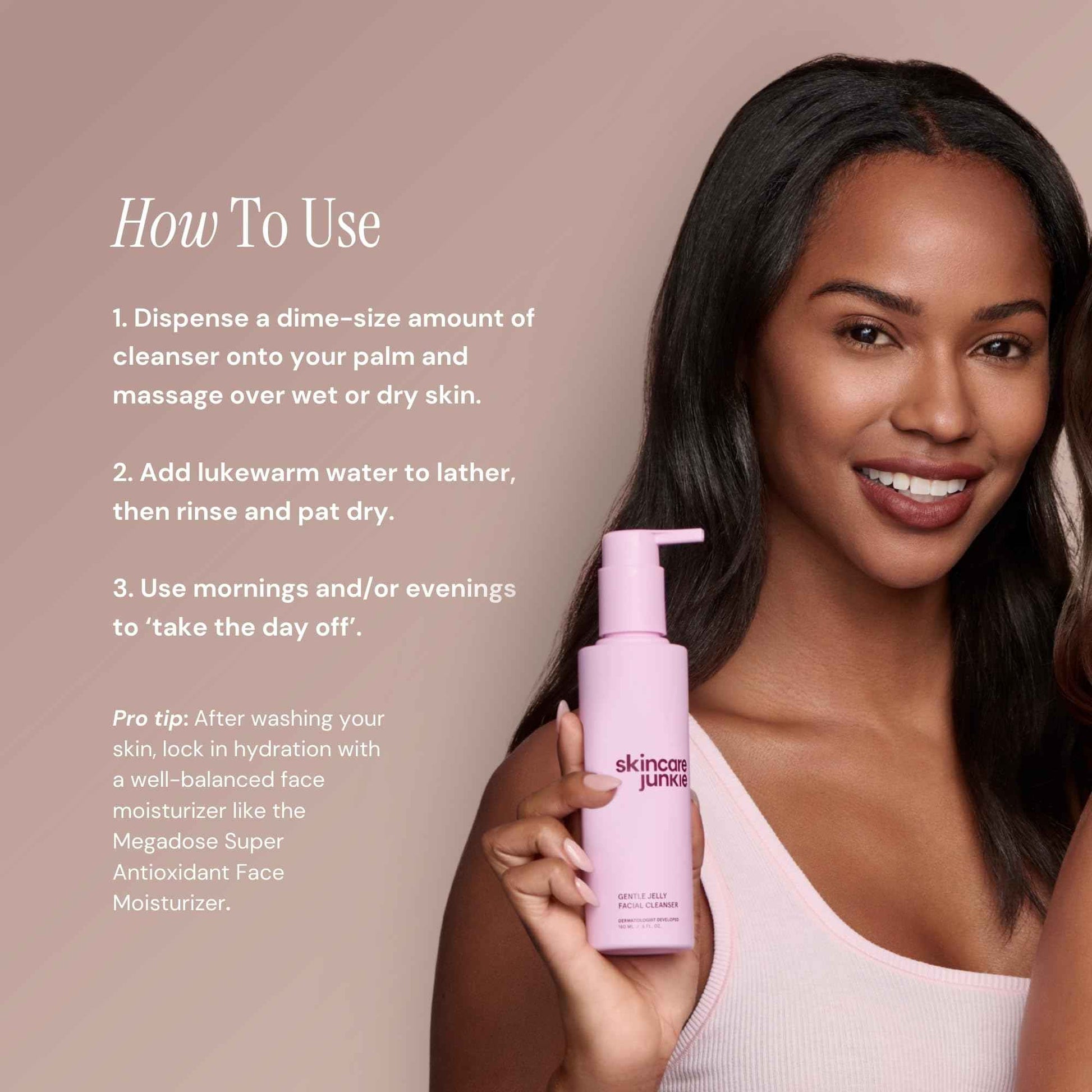 Skincare Junkie Jelly Facial Cleanser, Purifying Gel Cleanser, for Normal to Oily Skin with Hyaluronic Acid, Ceramides, Niacinamide, No Synthetic Fragrance, Dermatologist developed, 6 OZ