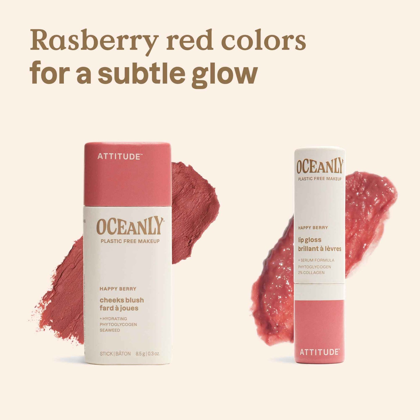 ATTITUDE Happy Berry Makeup Duo Box Set, EWG Verified, Titanium Dioxide-Free, Plastic-free, Plant and Mineral-Based, Vegan Beauty Products, Set of 2 Makeup Sticks