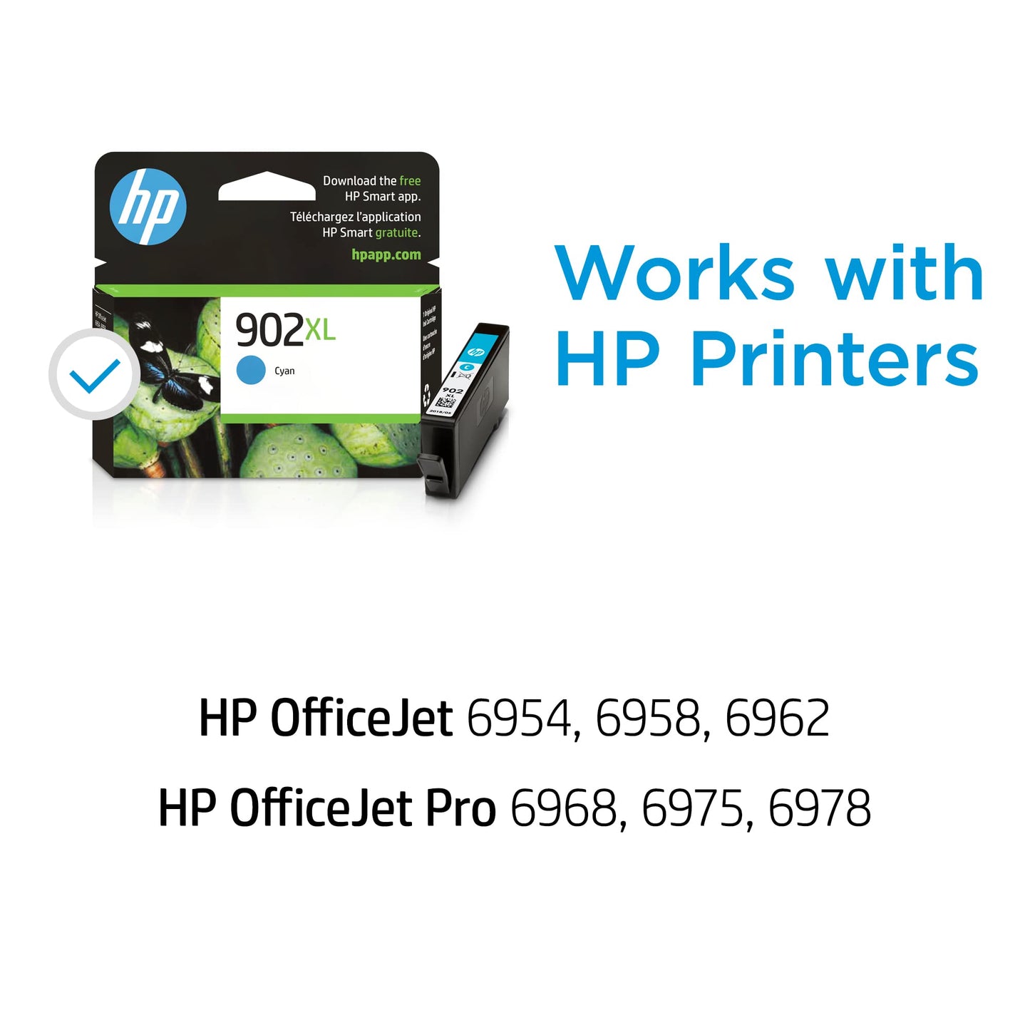 HP 902XL Cyan High-yield Ink Cartridge | Works with HP OfficeJet 6950, 6960 Series, HP OfficeJet Pro 6960, 6970 Series | Eligible for Instant Ink | T6M02AN