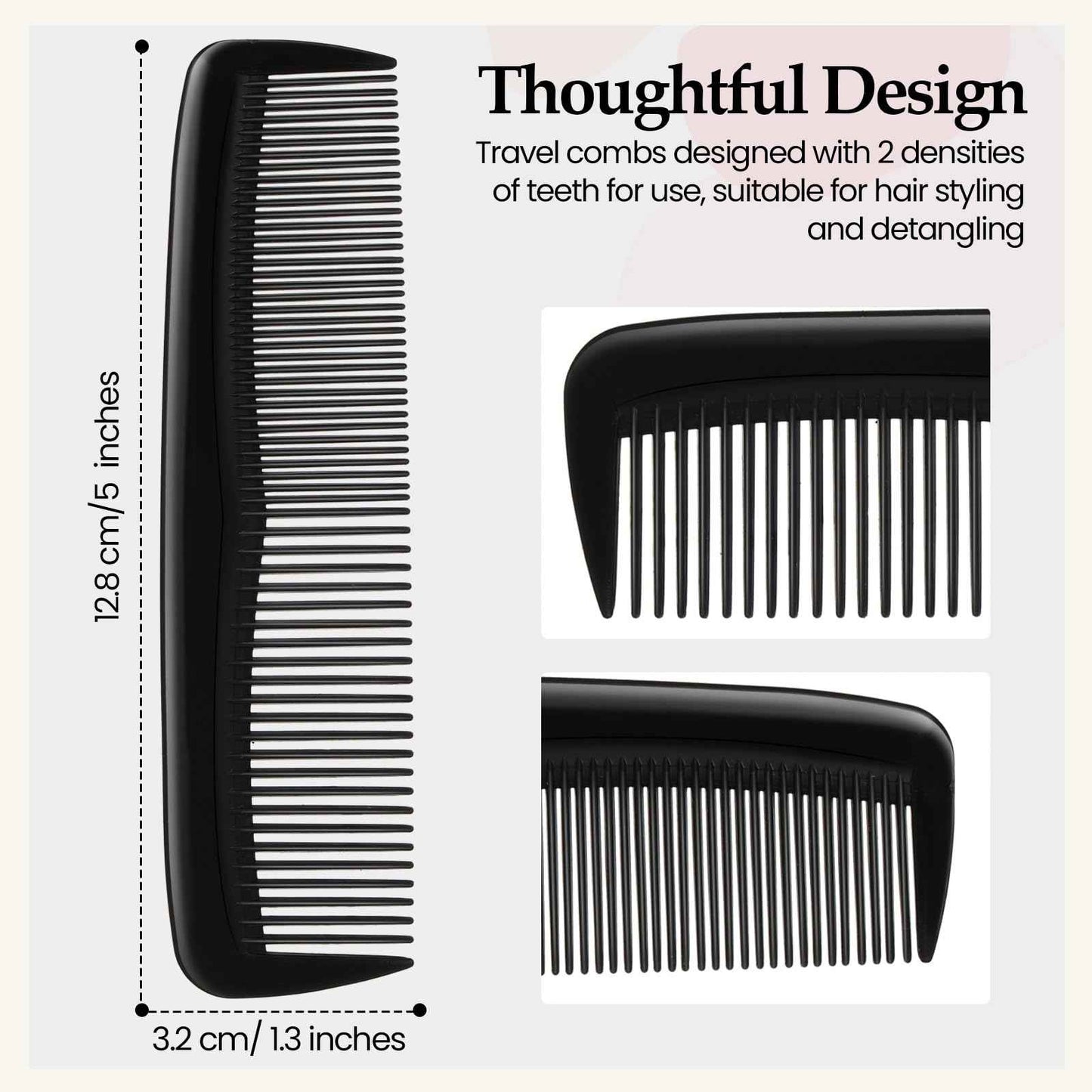 Zopeal 400 Pieces Hair Comb Bulk 5 Inch Mini Small Plastic Black Combs for Hair Cutting Pocket Styling for Women Men,Travel, Hotel, Homeless, Nursing Home, Charity