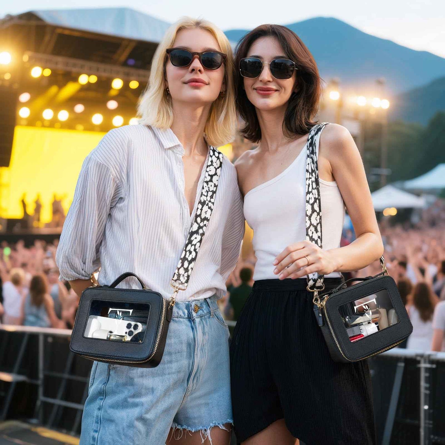 Clear Crossbody Shoulder Purse Bag with Adjustable Strap for Stadium Events Sports Concert, Personalized Initial Makeup Toiletry Pouch, Monogram Birthday Gift for Women Mom Friends Sister, Letter T