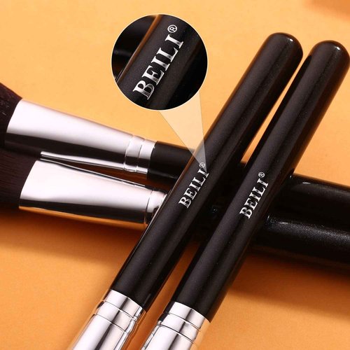 BEILI Makeup Brushes 20pcs Makeup Brush Set Premium Synthetic Kabuki Foundation Face Powder Fan Contour Concealer Eye Shadows Eyebrow Eyeliner Make Up Brush Tools Kit(Black)