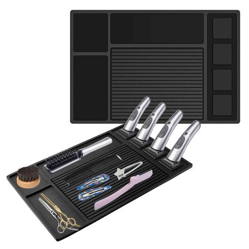 Adevar Magnetic Barber Mat for Clippers,Barber Station Organizer Mat for Beauty Tools,Professional Non-Slip Matt