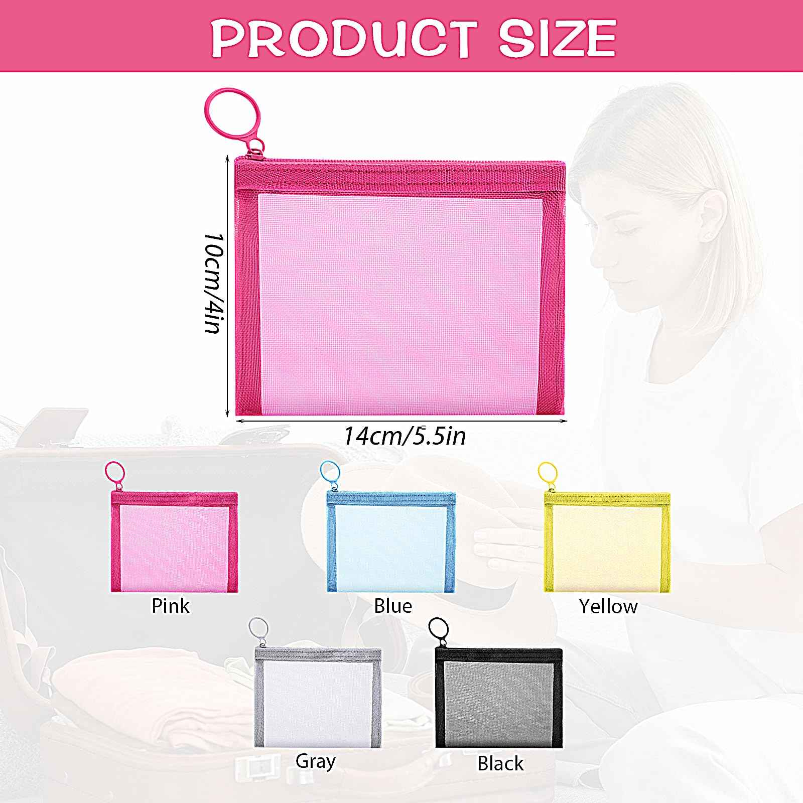 PEOVLVN 5 Pcs Mesh Zipper Pouch Bags, Small Makeup Bag for Purse Mini Zipper Mesh Bags Cosmetic Travel Toiletry Bag for Daily Toiletries Office Supplies & Cosmetics Travel Accessories