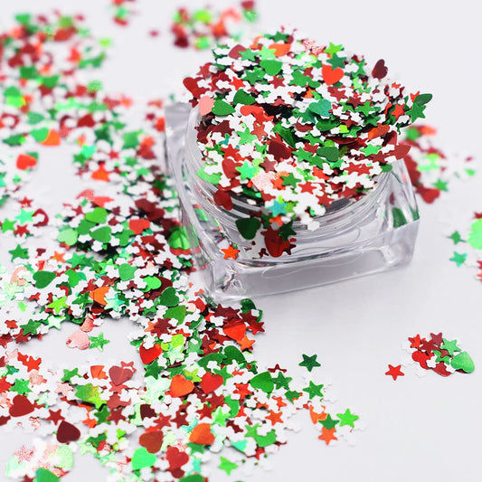 10 Grams/Pack - Christmas Holiday Snowflake Tree Mixes Series Glitter - Festival Rave Beauty Makeup Face Body Nail Art Craft Tumbler Decoration Christmas-7