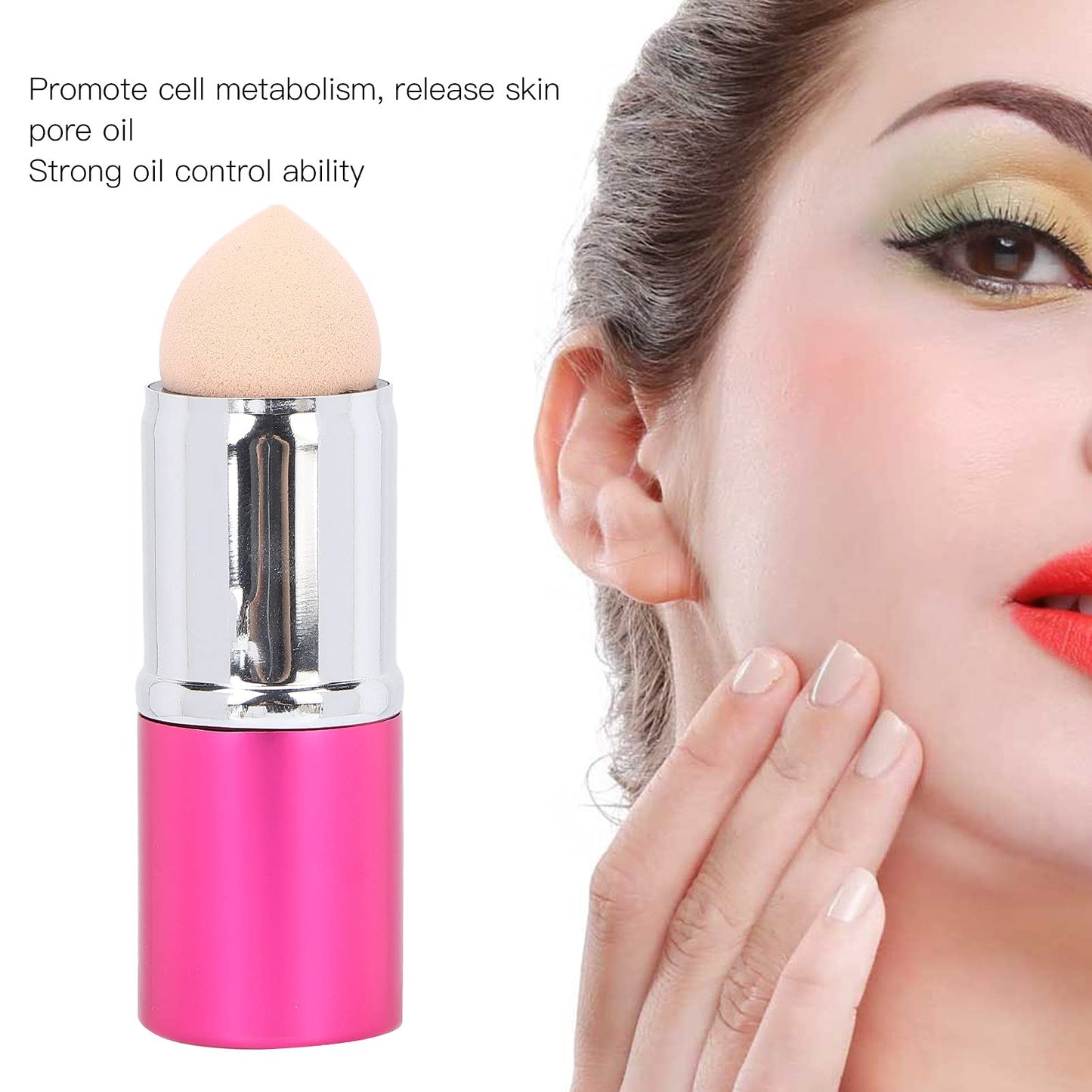 Facial Roller,Volcanic Stone Oil Control Roller Mini Oil Absorbing Roller for Skincare Makeup Face Massage(Oil-absorbing roller-rose red)