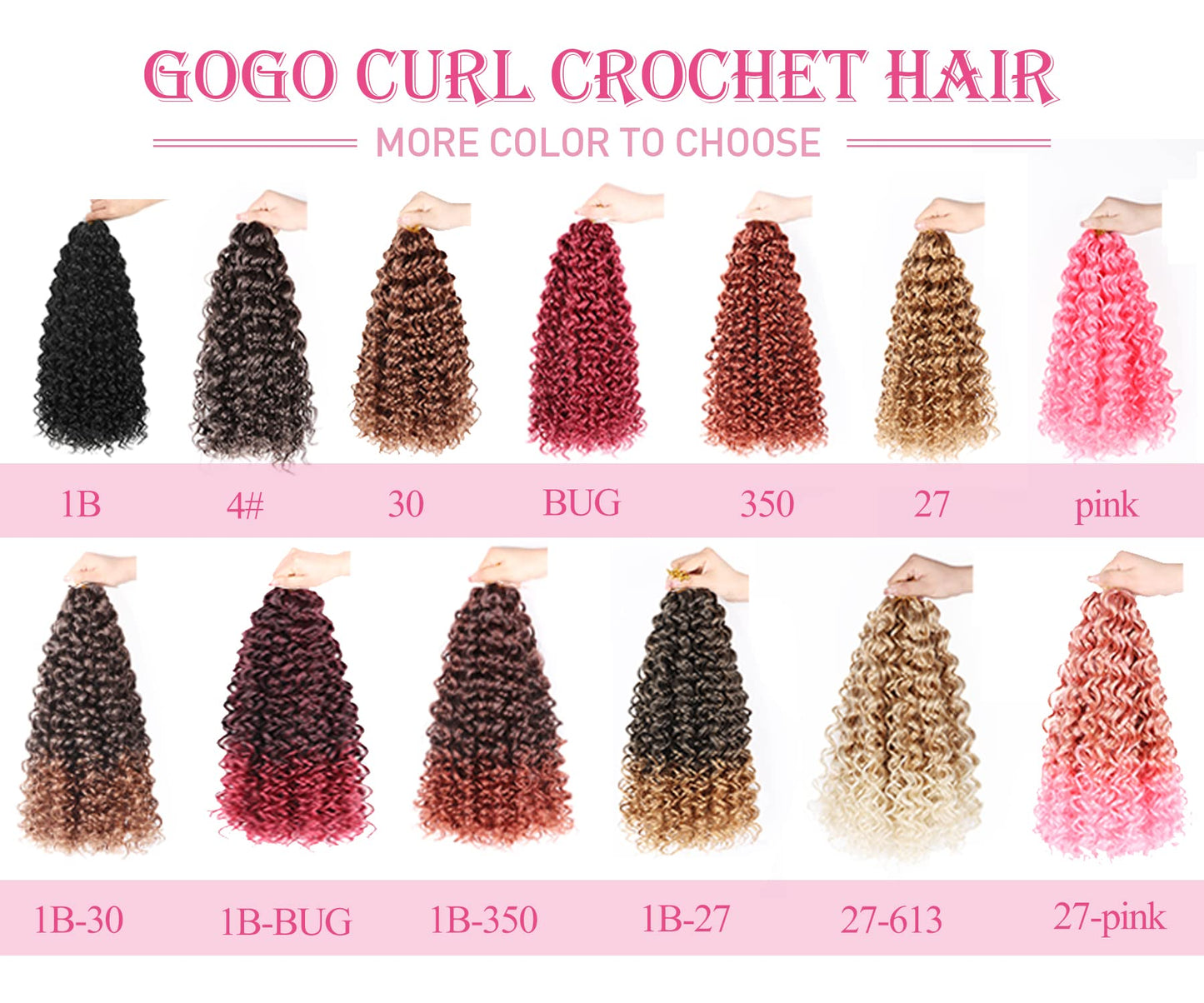 Gogo Curl Crochet Hair 14 Inch 7 Packs Curly Hair Crochet for Black Women Deep Wave Crochet Hair Beach Curl Crochet Hair Synthetic Braiding Hair Extensions (14 inch,7Packs Silver White)