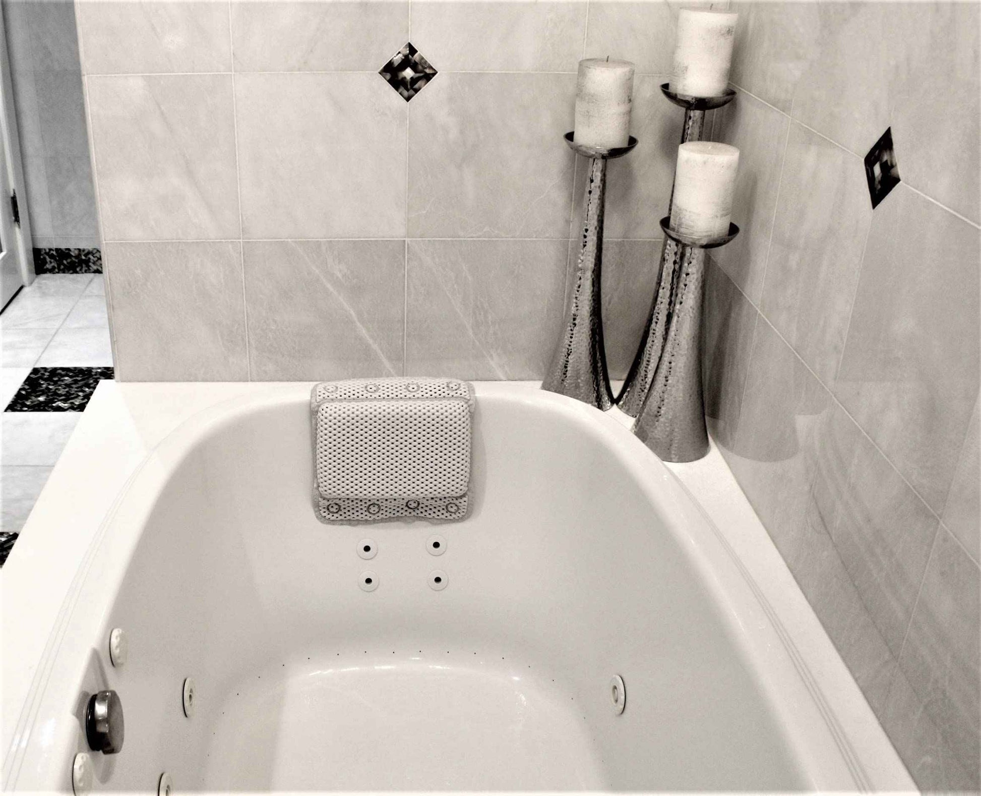 Luxurious Memory Foam Spa Bath Pillow for Tub Neck and Back Support - 8 Suction Cups, Non-Slip Design, Soft Cushion for Relaxing Soaks, by Dependable Industries (Pack of 2)