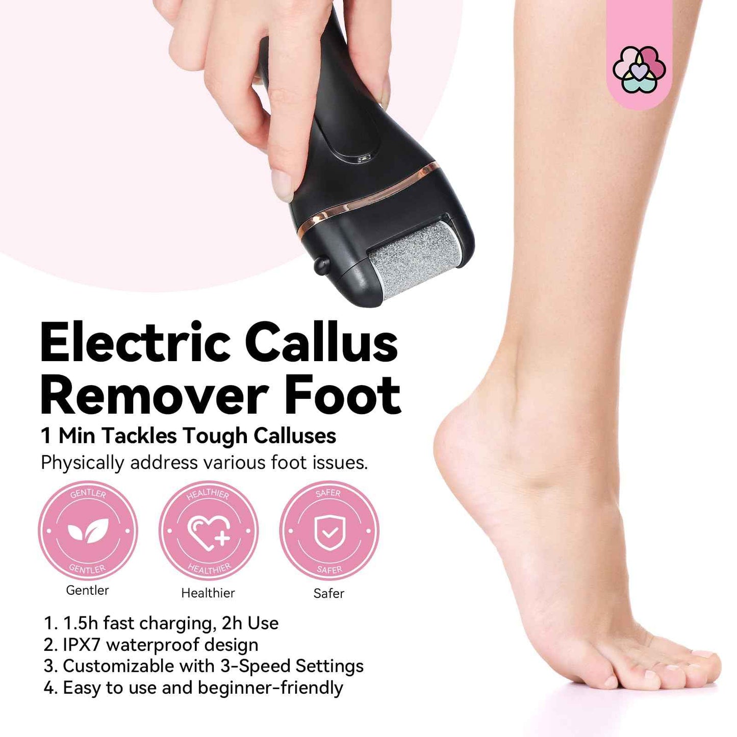 SAVILAND 2024 Electric Feet Callus Remover with Ultra-Repair Foot Cream 120 g: Rechargeable Portable Electric Callus Remover for Feet Professional Pedicure Care Kit for Cracked Dead Skin
