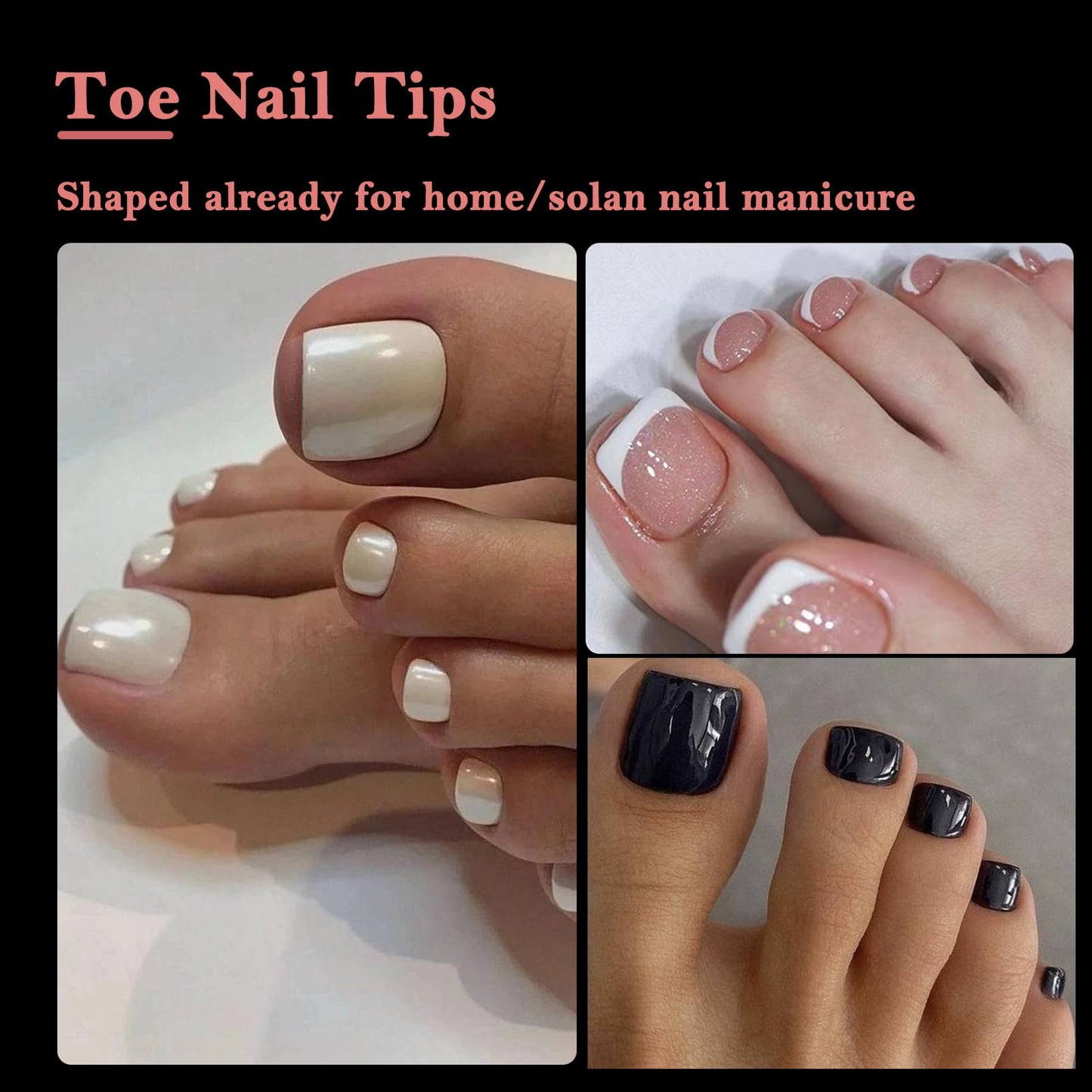 AddFavor Toe Nail Tips, 600pcs Gel x Toe Nail Tips Clear Fake Toenails Tips Square Half Cover Acrylic Nail Tips for Toe Nail Extension