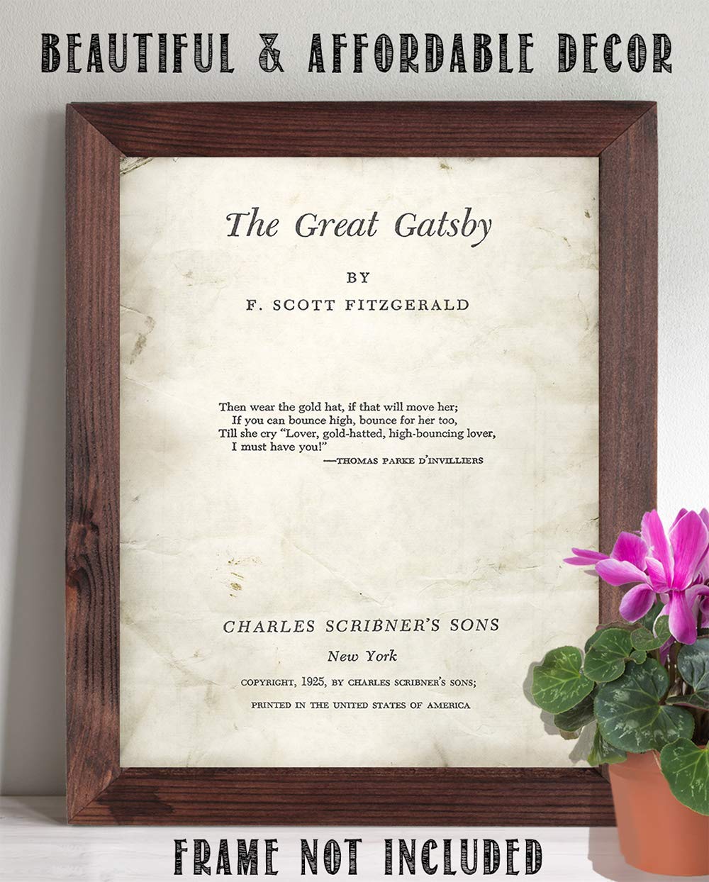 The Great Gatsby Title Page - 11x14 Unframed Typography Book Page Print -Great Gift and Decor for F. Scott Fitzgerald and Literary Art Fans Under $15?