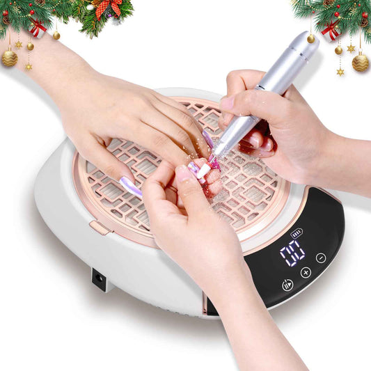 CHRISTINE SHELLY 3500RPM Cordless Nail Dust Collector,Portable Dust Collector Nail Tech with LED Display,Rechargeable Dust Suction Machine with Reusable Fillter for Acrylic Gel Polish,Salon & Home