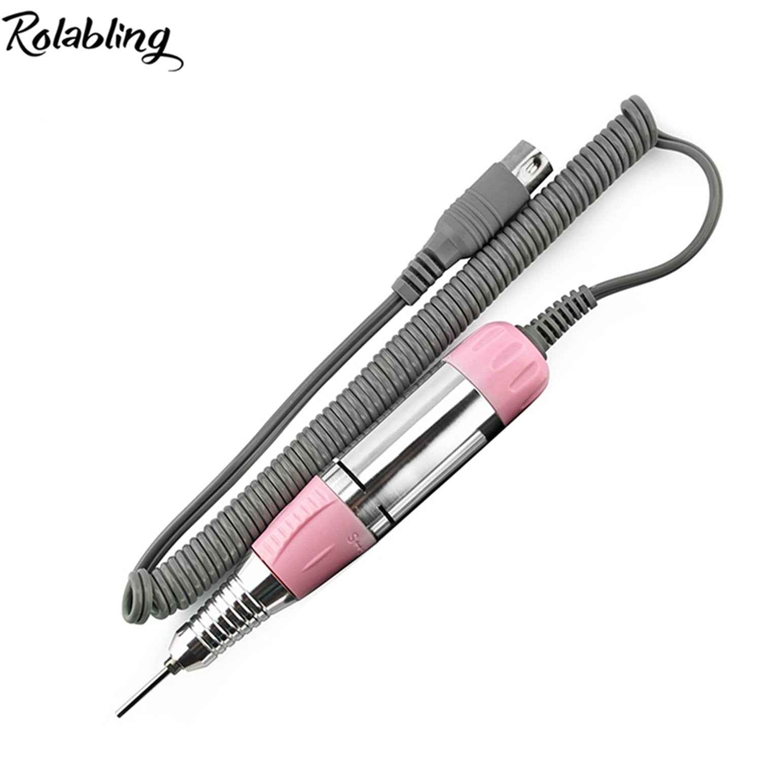 Rolabling Nail Drill Handpiece Electric Nail Drill Handle Machine Replacement Nail Polishing Pen Portable Manicure Pedicure Tool (Pink)