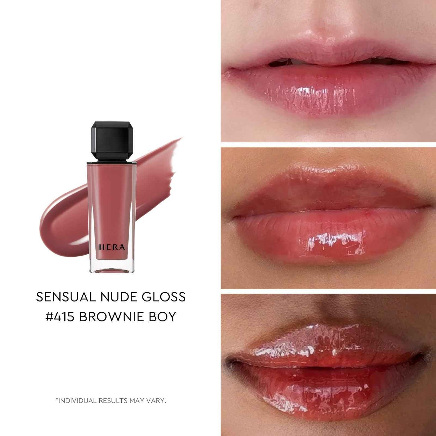 HERA Sensual Nude Lip Gloss #415 BROWNIE BOY - FELIX Picked [Featured on JUST MAKEUP] | Volumizing Sheer & Glossy Finish, Non-sticky, Moisturizing and Hydrating, Korean Makeup, 0.17 oz. (5g)