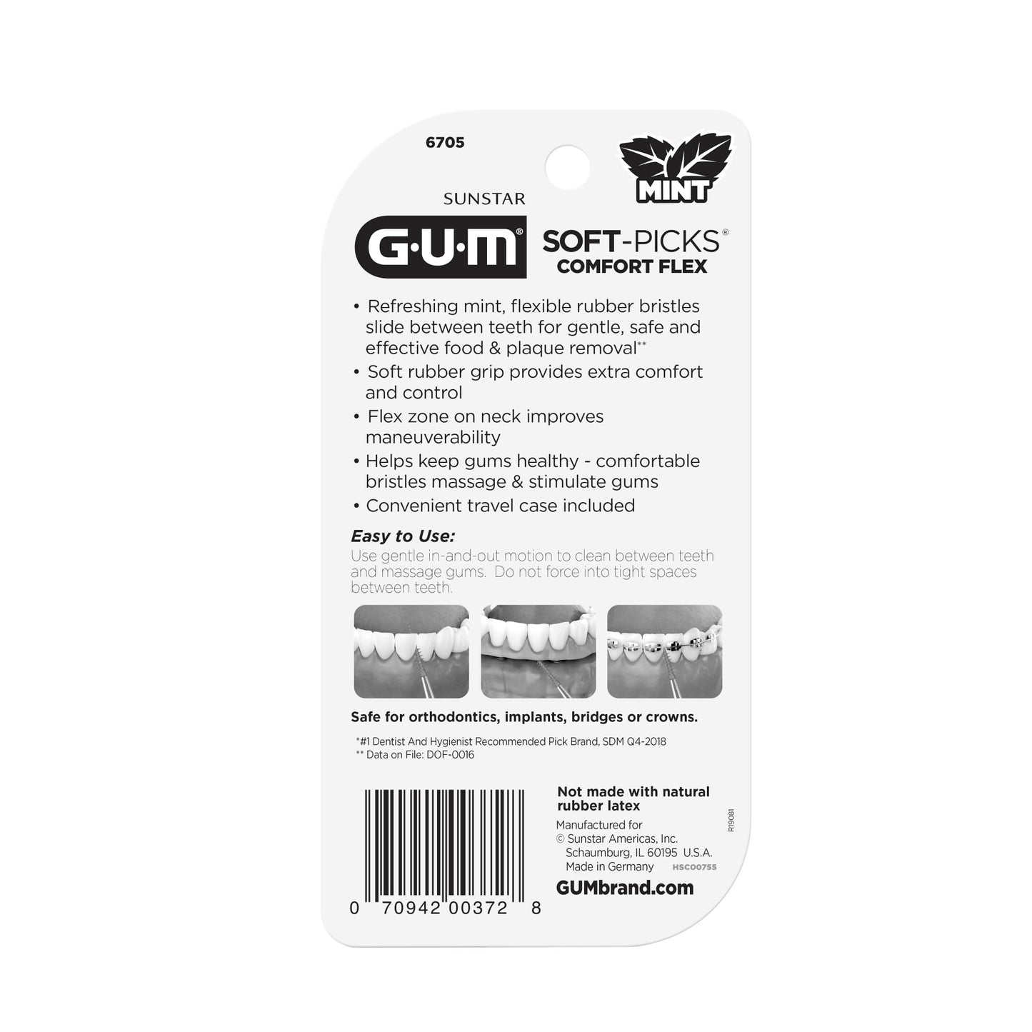 GUM Soft-Picks Comfort Flex, Mint, Easy to Use Dental Picks for Teeth Cleaning Health, Disposable Interdental Brushes with Convenient Carry Case, Dentist Recommended, 80 Count (Pack of 4)