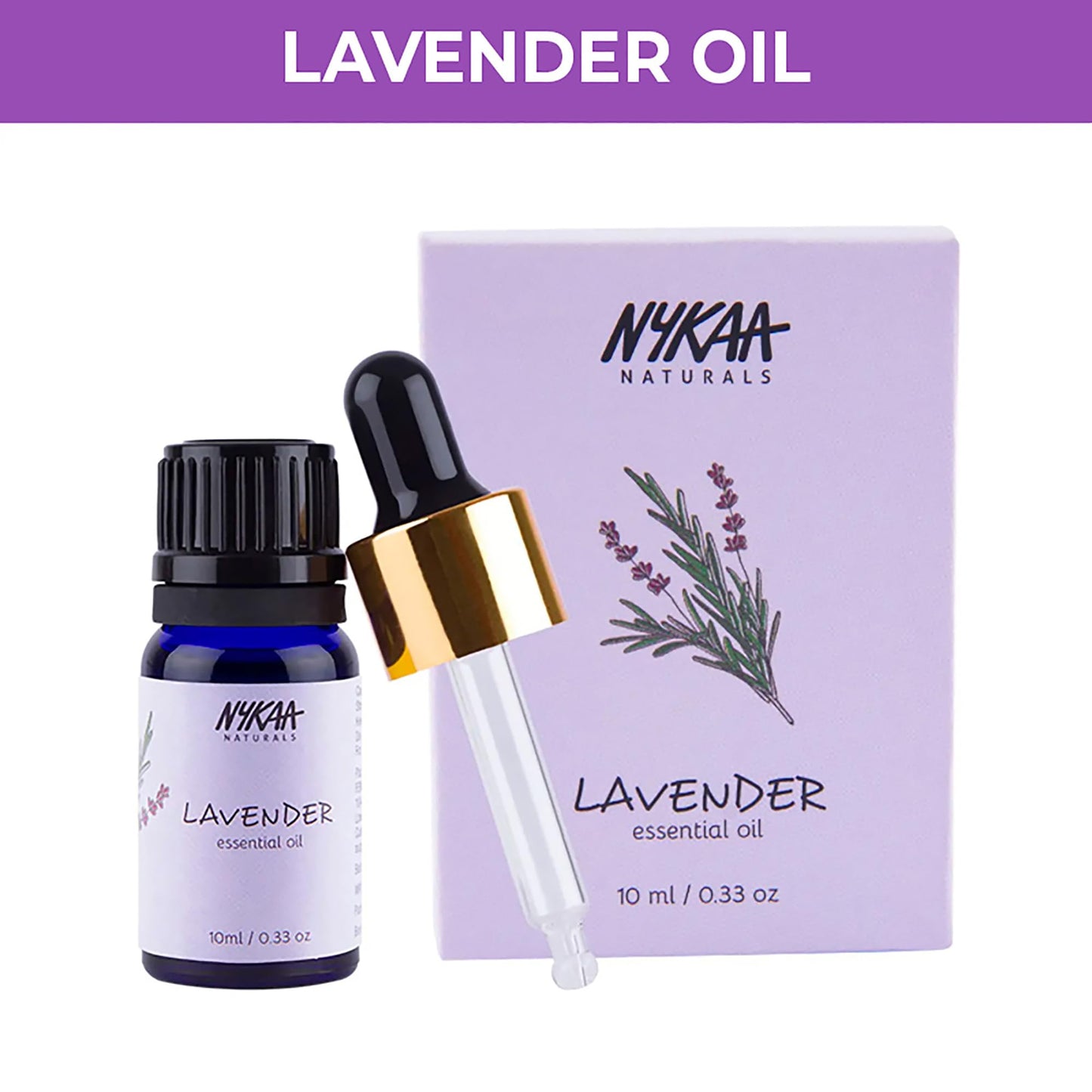 Nykaa Naturals Essential Oils, Lavender, 0.33 oz - Anti-Dandruff Hair Oil - Moisturizing Face Oil for Acne Control - Body Oil to Soothe Sunburn