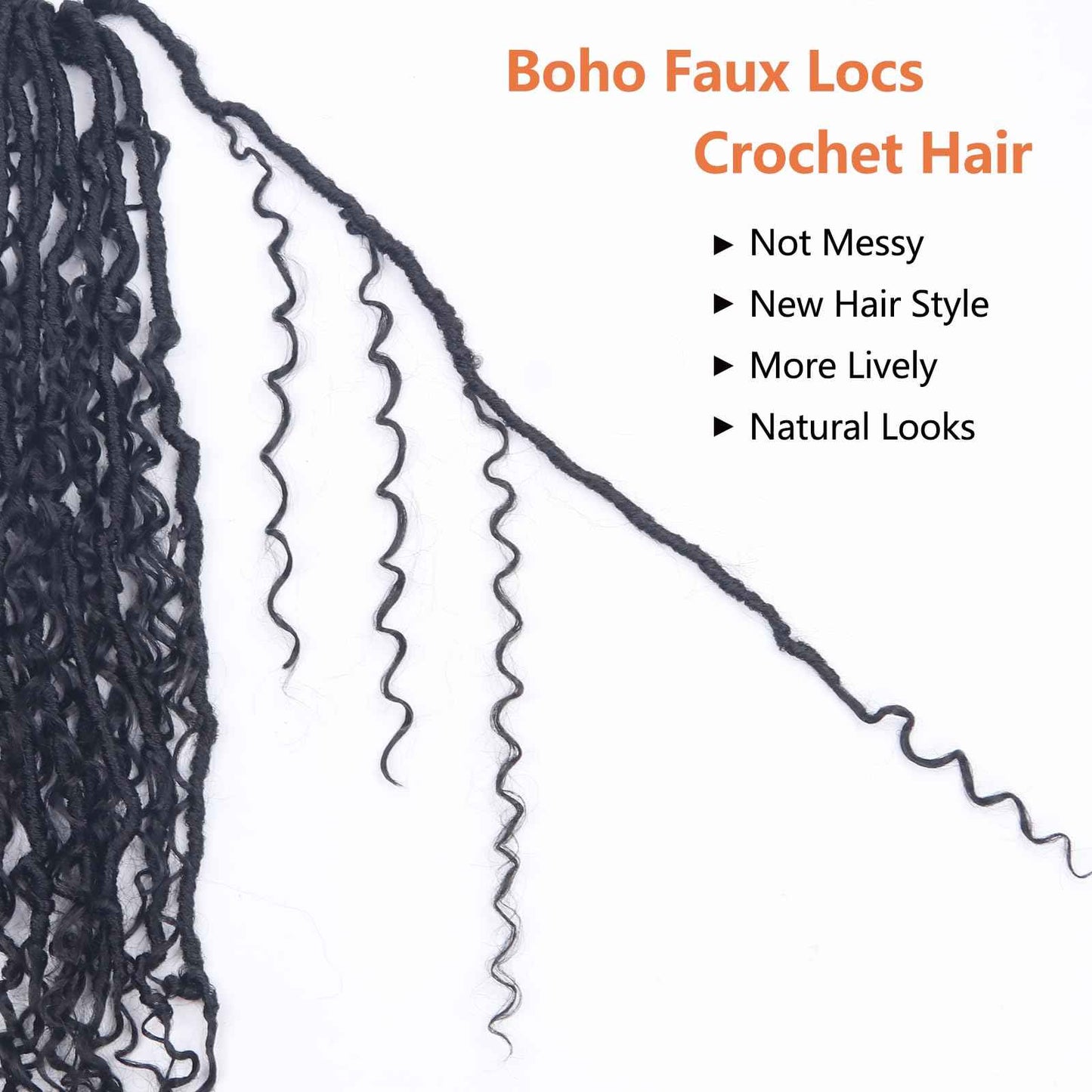 Vemet 30 Inch Goddess Boho Faux Locs Crother Hair 8 Packs Crochet Locs Hair with Curly Ends Synthetic Bohemian River Crochet hair for Black Women