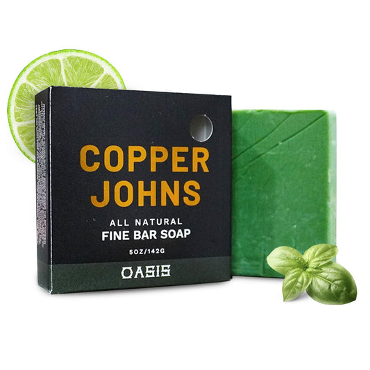 Copper Johns Bar Soap | For Both Beard & Body | Made with Natural Oils and Organic Shea Butter | Oasis | 5 oz