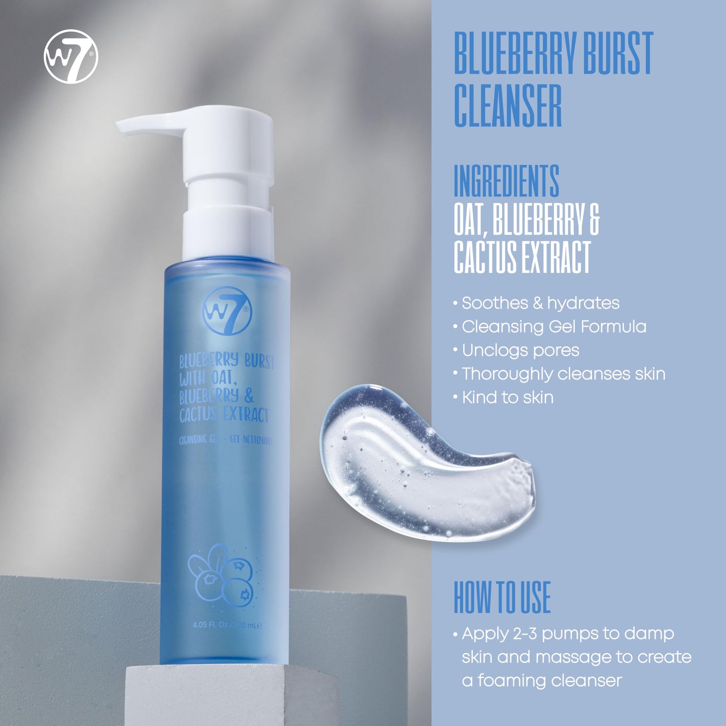 W7 Skin Refresh Essential Full Size Skin Care Set - 4 Step Daily Routine - Moisturizer, Cleansing Gel, Toner and Serum for Natural Beautiful Skin