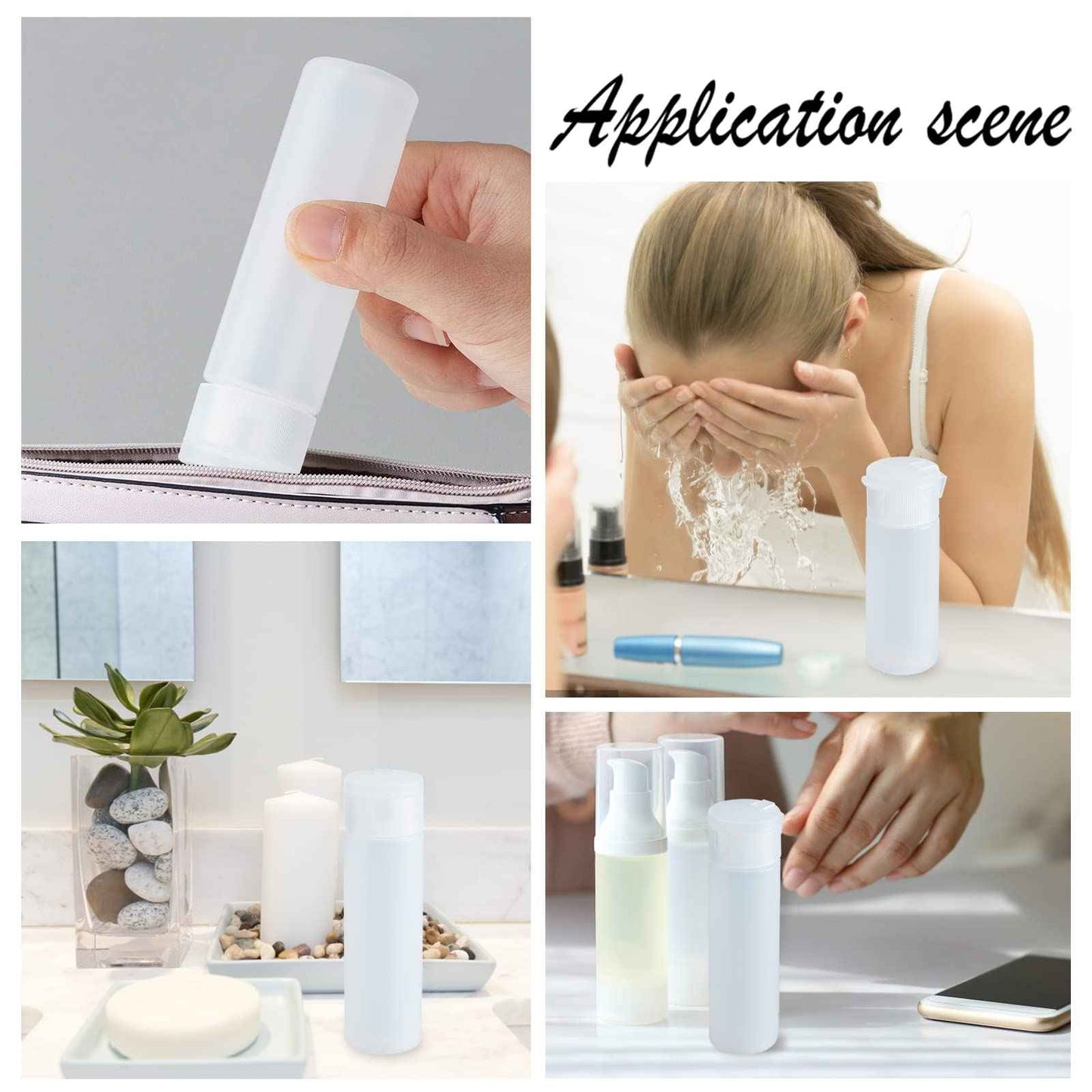 BENECREAT 8 Pack 50ml 1.7oz Clear Squeezable Plastic Sample Flip Cap Bottle Refillable Travel Containers for Makeup Cosmetic Toiletries Liquid