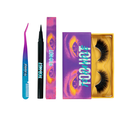 Too Hot To Handle Starter Kit - Too Freakish | Long magnetic Faux Mink magnetic eyelashes + magnetic pen eyeliner + Tweezer