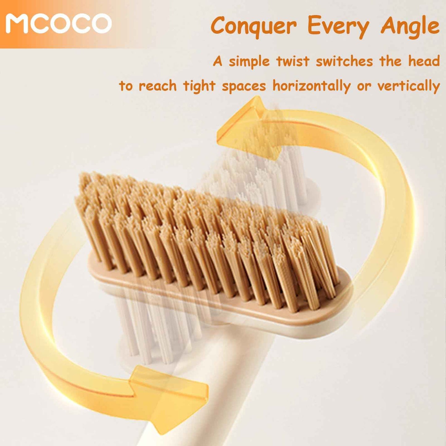 MCOCO Crevice Cleaning Brush Cleaning Brushes for Household use Multi-Purpose Hard Bristle Brushes Bathroom Brush for Kitchen Window Toilet Grout Bottle Sink Corners Blender Small Spaces 2 Pack White