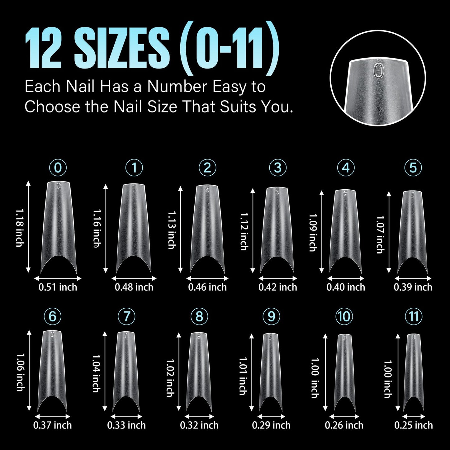 TOMICCA Soft Gel Nail Tips, 240Pcs Acrylic Fake Full Matte Nail Tips, 12 Sizes Medium Deep C Curve Half Cover Nail Tips for Salon DIY Nail art