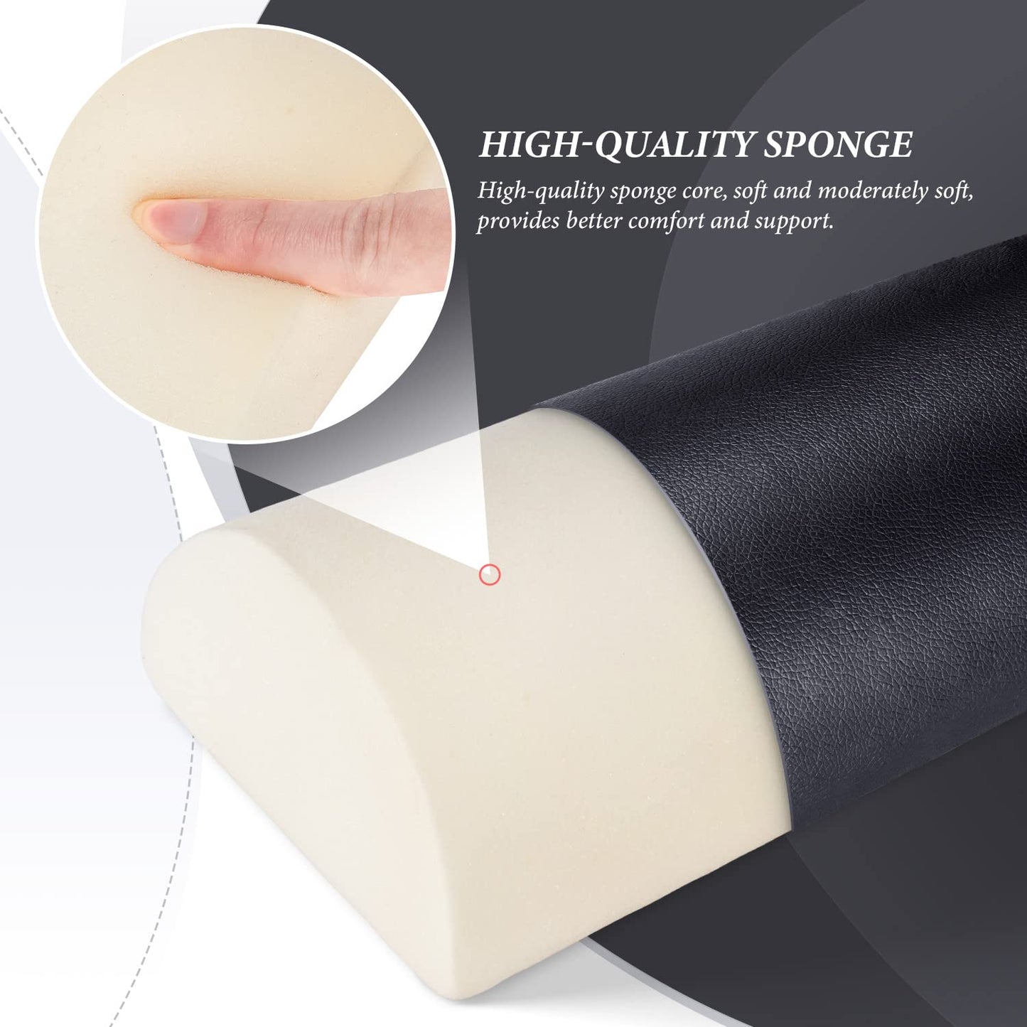 Noverlife Half Round Massage Bolster, Professional PU Semi-Round Massage Bolster Pillow Cushion with Strap Handle, Cozy Positioning Bolster Support Pad for Leg Knee Neck Back Pain Relief - Black