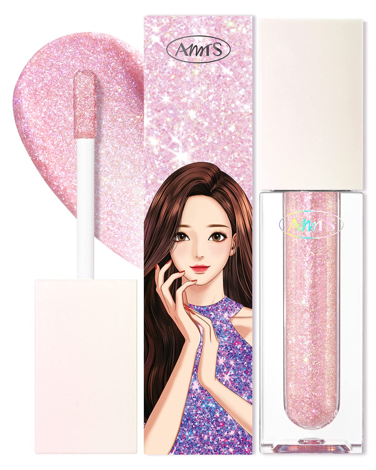 AMTS webtoon True Beauty Makeup liquid glitter eyeshadow, vegan korean eye glitter, shimmer eyeshadow highlighter, kbeauty, kdrama #05 Hotbeam