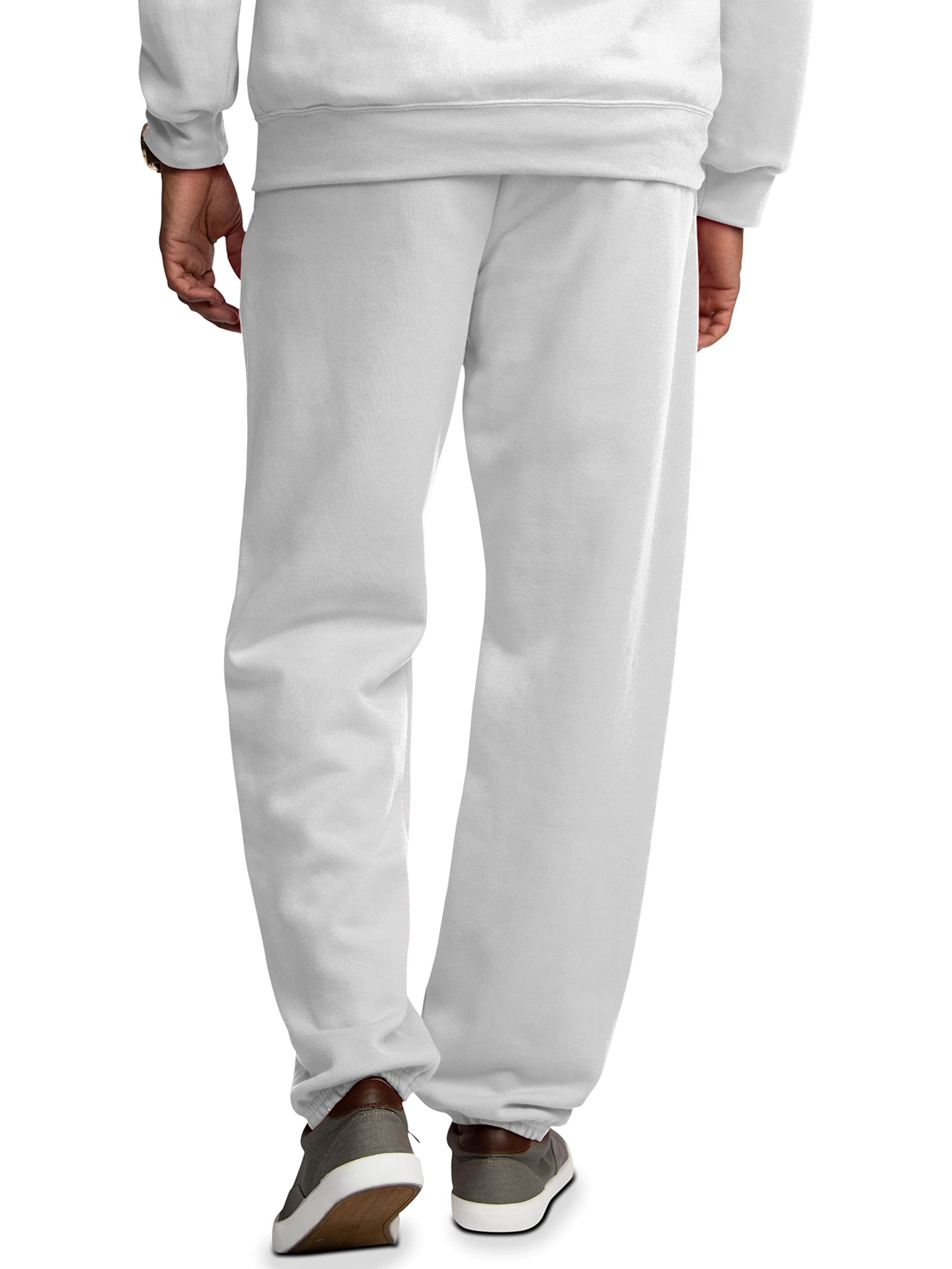 Fruit of the Loom mens Eversoft Fleece & Joggers (Regular Big Man) Sweatpants, Elastic Bottom - White, Small US