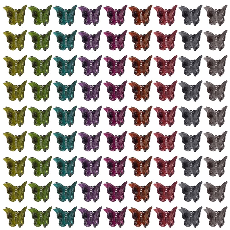 Tiweio Butterfly Hair Clips, 50Pcs Mini Hair Clips with 9 Leopard Print Color, Small Hair Claw Clips Cute Hair Accessories for Hair 90s Women Girls, Pack of 1