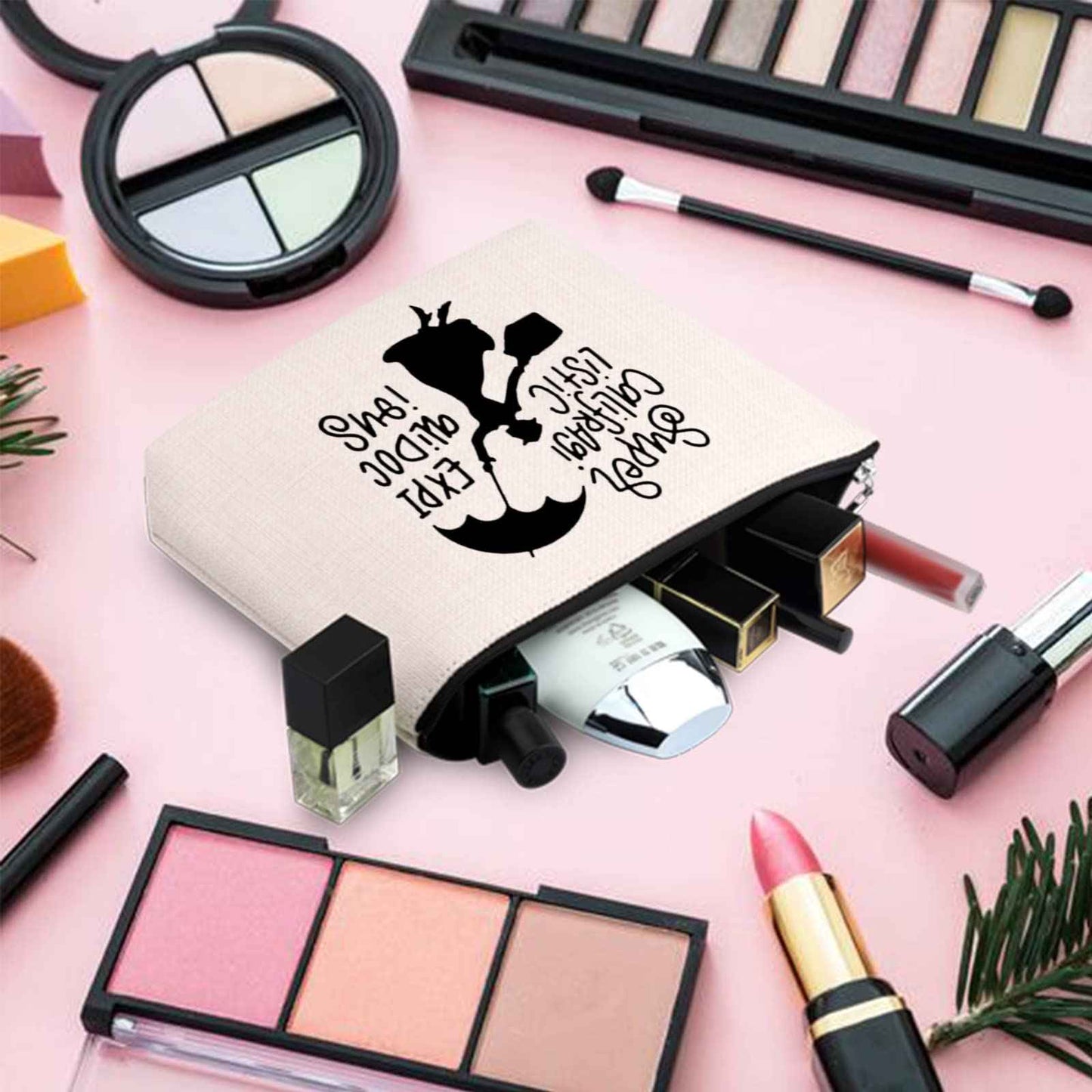 TOBGBE Mary Quote Makeup Bag Supercalifragilistic Inspired Zipper Pouch Bag Cosmetic Bag Mary Movie Merchandise (Mary Song)