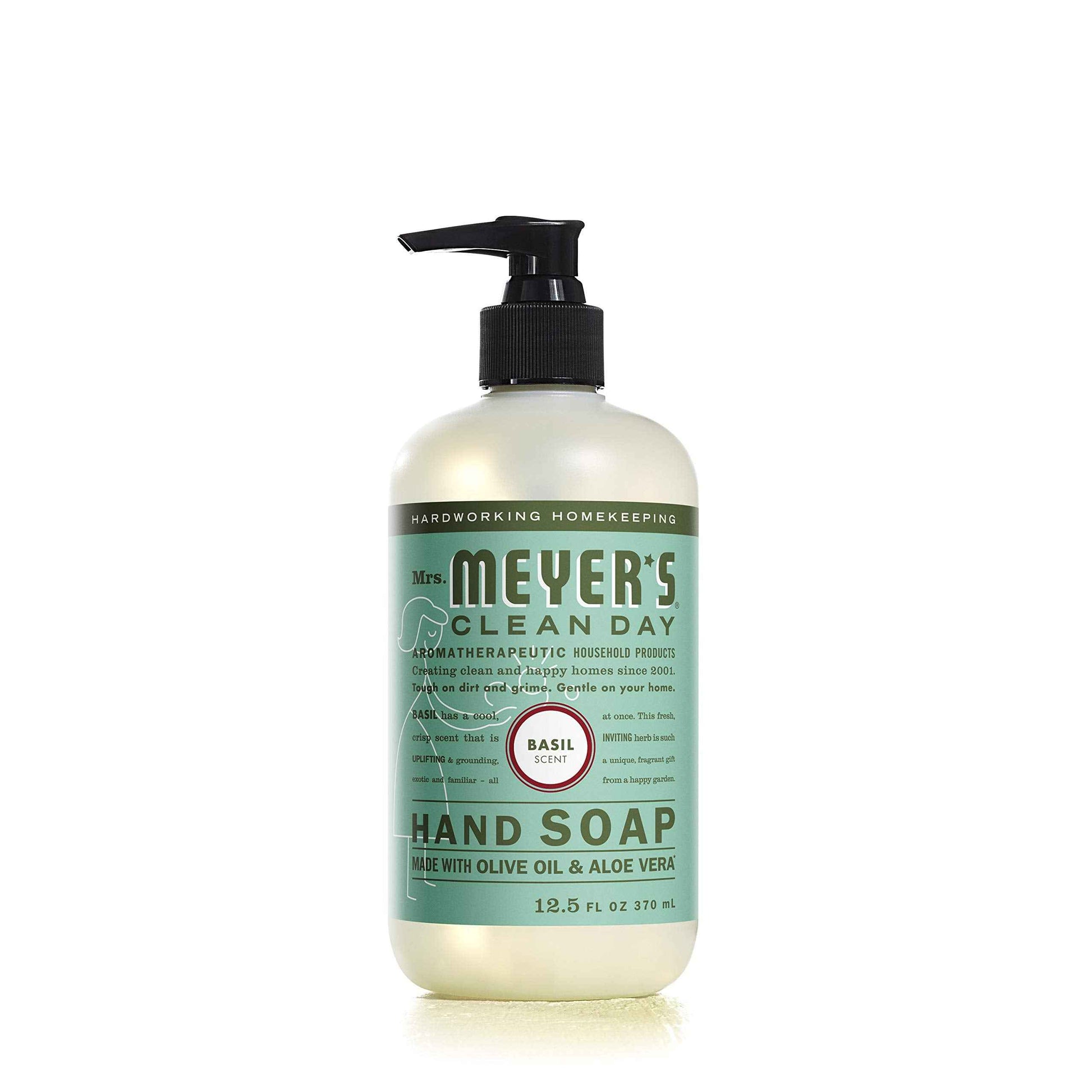 MRS. MEYER'S CLEAN DAY Liquid Hand Soap, Cruelty Free and Biodegradable Hand Wash Made with Essential Oils, Basil Scent, 12.5 oz - Pack of 6