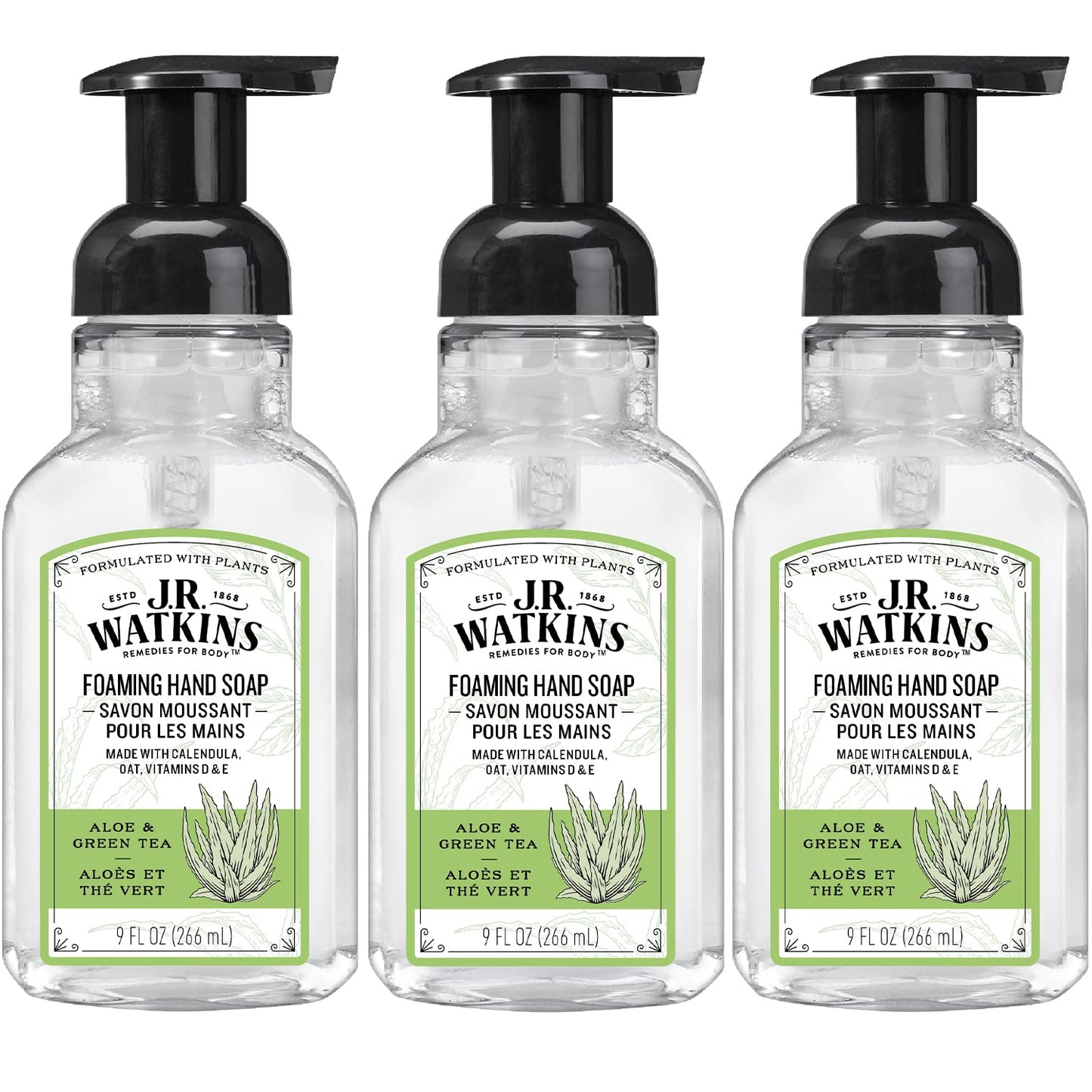 J. R. Watkins Moisturizing Gel Hand Soap, Oud, Plant-Based Ingredients, 12 oz Pump