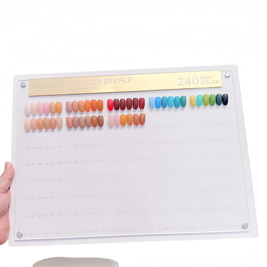 Acycoin2A 240 Nail Color Display Board Nail Art Sample Chart Acrylic Gel Polish Rack Colors Showing Shelf with False Nail Tips and Number Sticker
