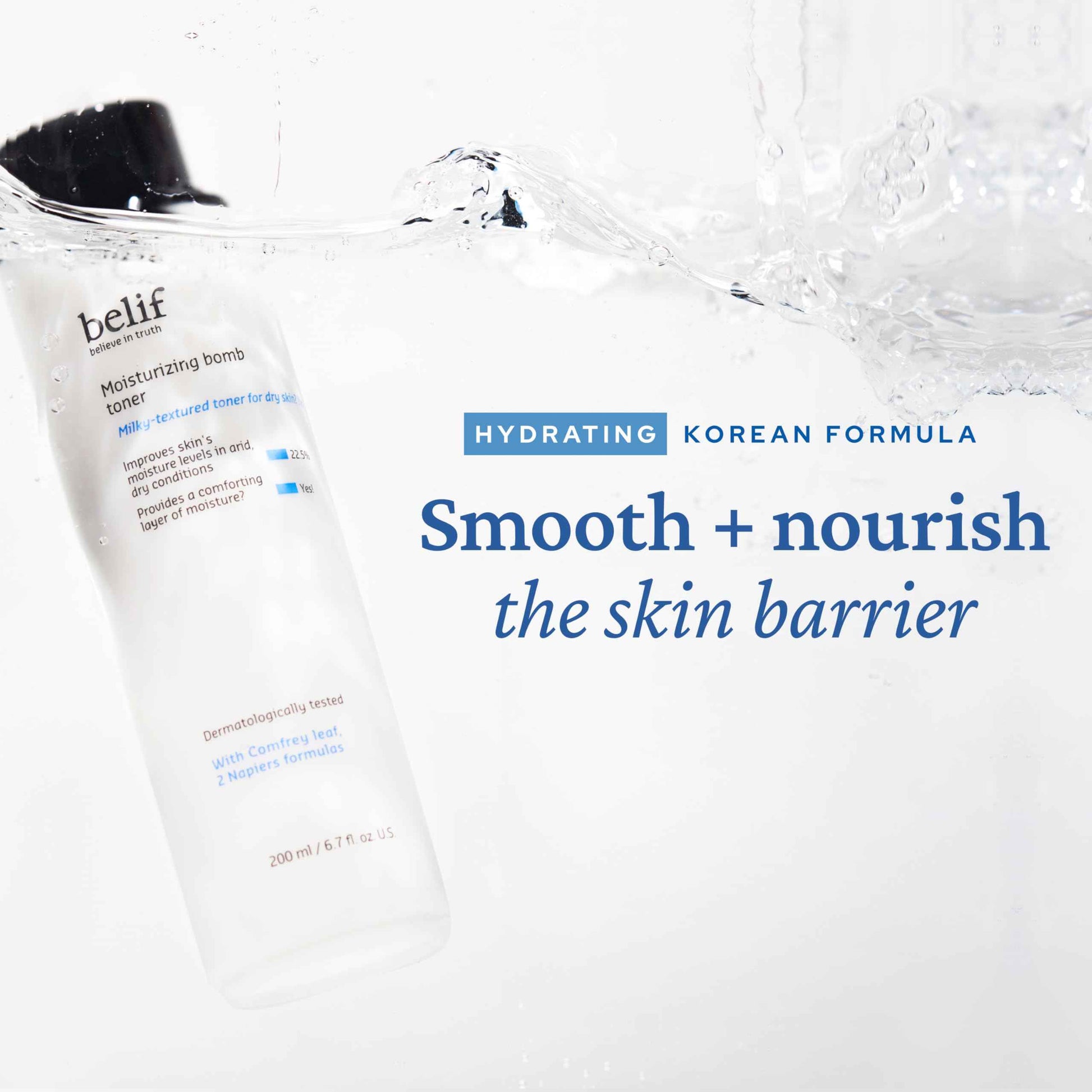 belif Moisturizing Bomb Hydrating Toner - Ceramide Milky Texture, Strengthens Skin Barrier, Soothing & Repair Serum Essence, Ultra-Hydrating 2-in-1 Toner & Moisturizer, Korean Skincare, 5.07 Fl Oz