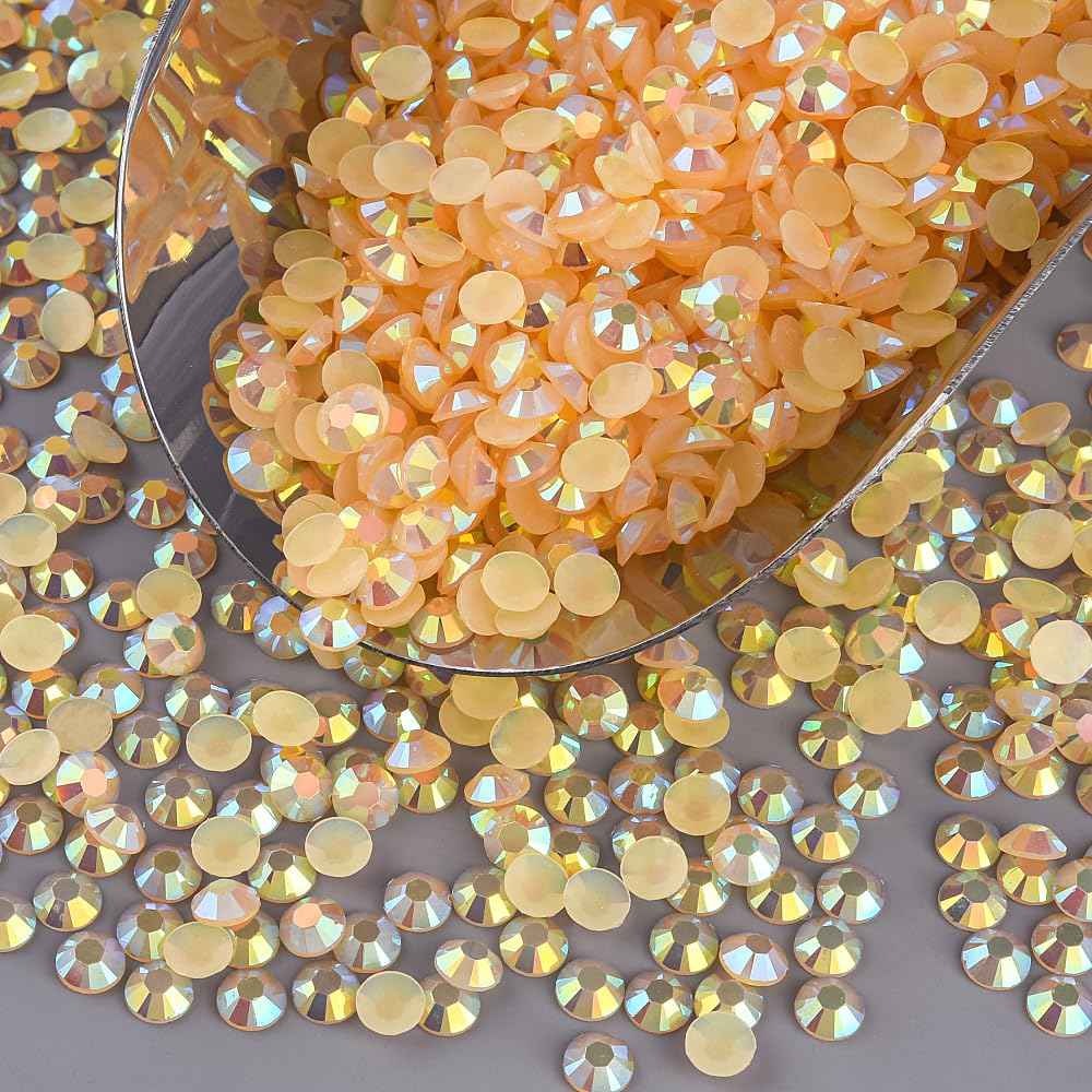 Blinginbox 1500pcs 5mm AB Resin Flatback Rhinestone for Crafting,Flatback Round Jelly Rhinestones Bedazzling Non Hotfix Crystal Gems for Nails Face Makeup Tumblers Mugs DIY Crafts.(Champagne AB)