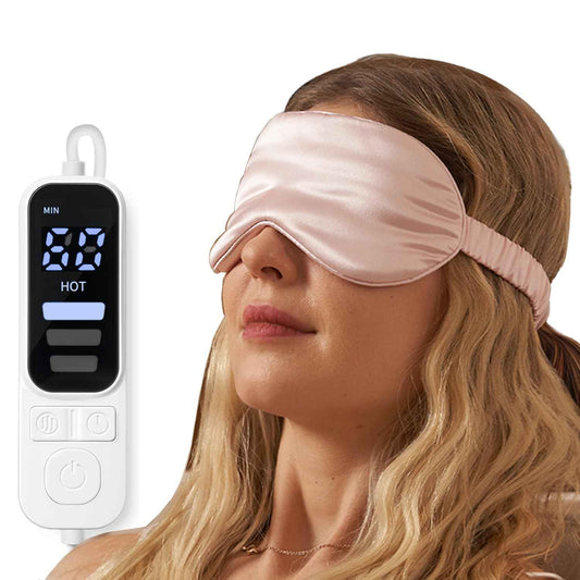 FlexTherm Pink Heated Eye Mask for Dry Eyes, MGD, Blepharitis, Stye Treatment, Warm & Cool Eye Masks, USB Powered, Adjustable, Silk-like Material