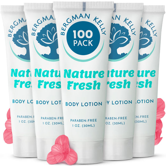 BERGMAN KELLY - Travel Size Lotion - 1 fl oz, 100 PK, Nature Fresh - Delight Your Guests with Refreshing & Soothing Body Lotion - Quality Mini and Small Size Guest Hotel Toiletries in Bulk