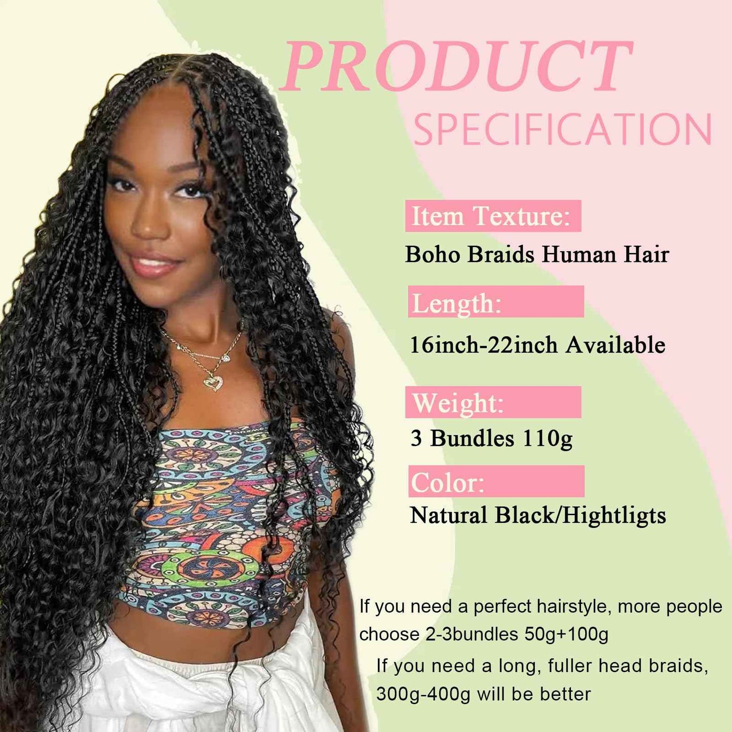 Boho Braids Human Hair for Braiding 110g 20 Inch 12A Deep Water Wave Bulk Human Braiding Hair for Boho Braids Knotless Wet and Wavy Virgin Extensions Bohemian No Weft Curly 3 Bundles Natural Black