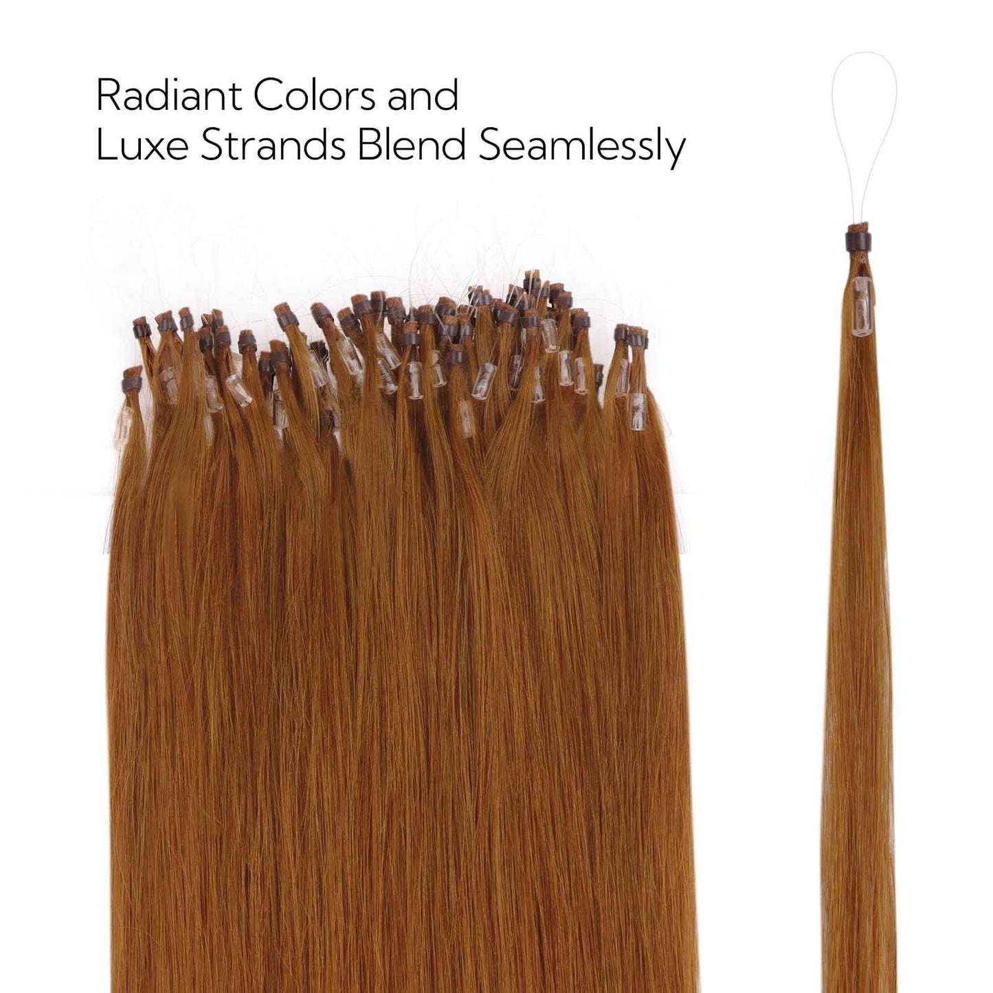 HOTBANANA Micro Ring Hair Extensions, 14 inch 50g 50s Copper Micro Beads Link Straight Real Human Hair Extensions