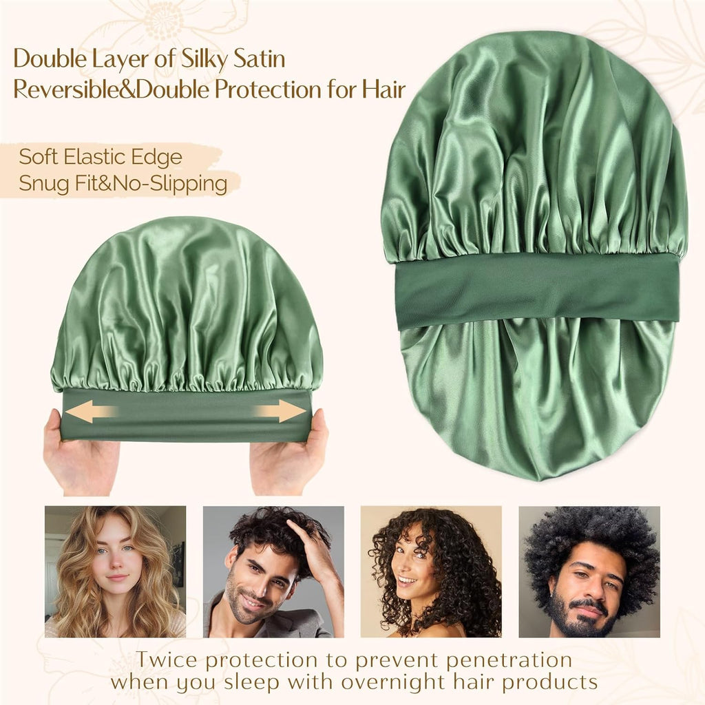 YANIBEST Silk Bonnet for Men Women Hair Bonnet for Sleeping Double Layer Satin Bonnets for Black Women Curly Hair Sleep Cap