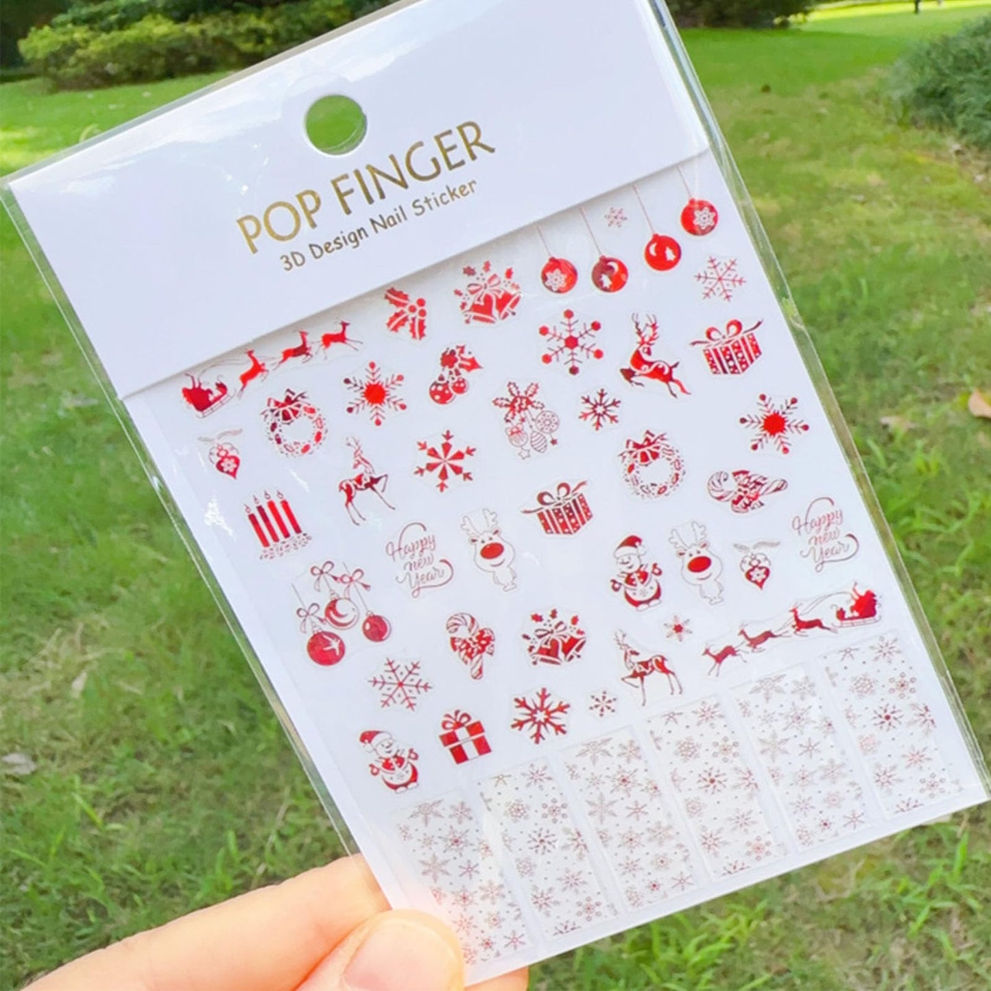 Christmas Nail Art Stickers Shiny Metallic Laser Snowflakes Nail Decals 3D Self-Adhesive Luxury Reindeer Snowman Nail Sticker Gold Silver Winter Xmas Tree Bell Nail Art Supplies for Women 8 Sheets